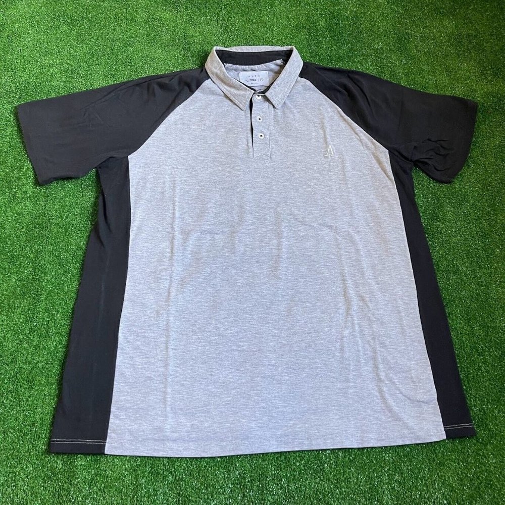 Alfa Men's Embroidered Logo Raglan Sleeve Colorblock Polo Shirt  Big Size XXL